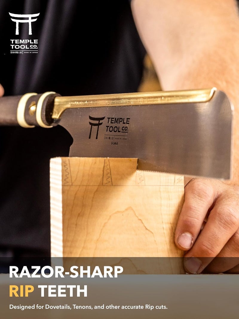 Temple Tool Co. Japanese Pull Saw - Rip-Cut 9.5 - Hand Saw for Dovetails, Tenons, Fine Joinery - Image 5